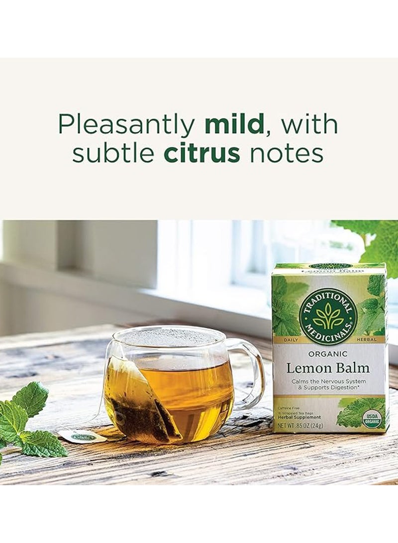 Traditional Medicinals Organic Lemon Balm, Relieves Stress, Caffeine Free, 16 tea Bags - Image 3